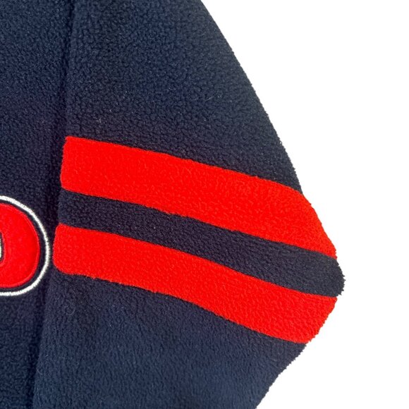 Izod Kids Size 4 Navy Fleece 1/4 Zip Pullover With Red Striped Sleeves - Picture 2 of 10